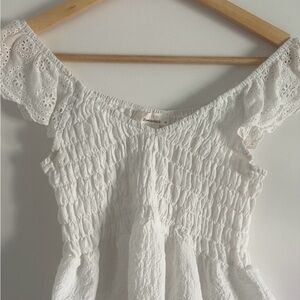 URBAN Romantics White Eyelet Smocked Blouse